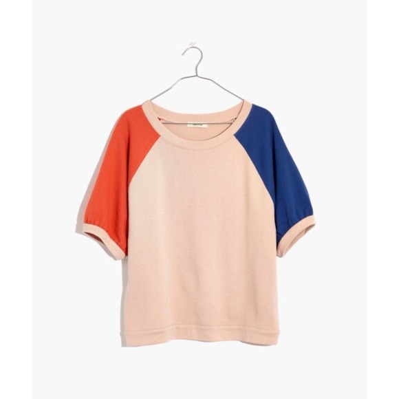 Madewell Women's Short Sleeve Colorblock French Terry Style Sweatshirt XS - Picture 1 of 12